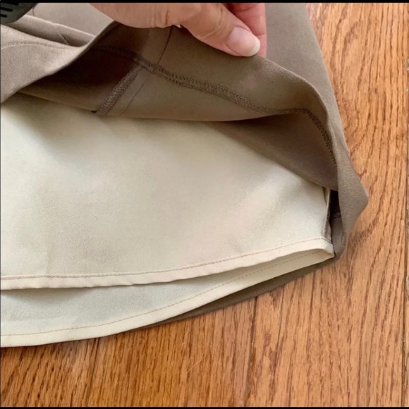 Revolve Naven Mini Skirt Silk Taupe Brown Tan Silky Contour Satin Bodycon - Picture 9 of 9